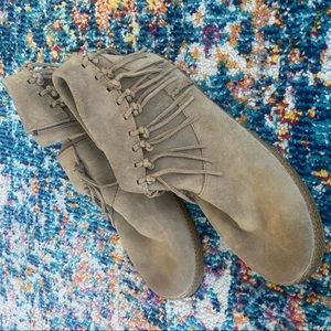 UGG moccasin boots. Tan. Never worn.